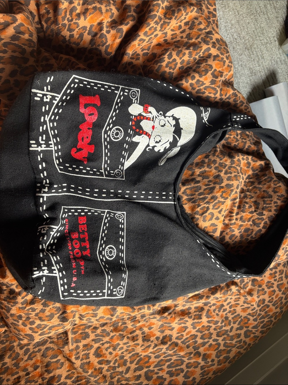 Betty Boop Black Shoulder Bag with Red and White Graphics